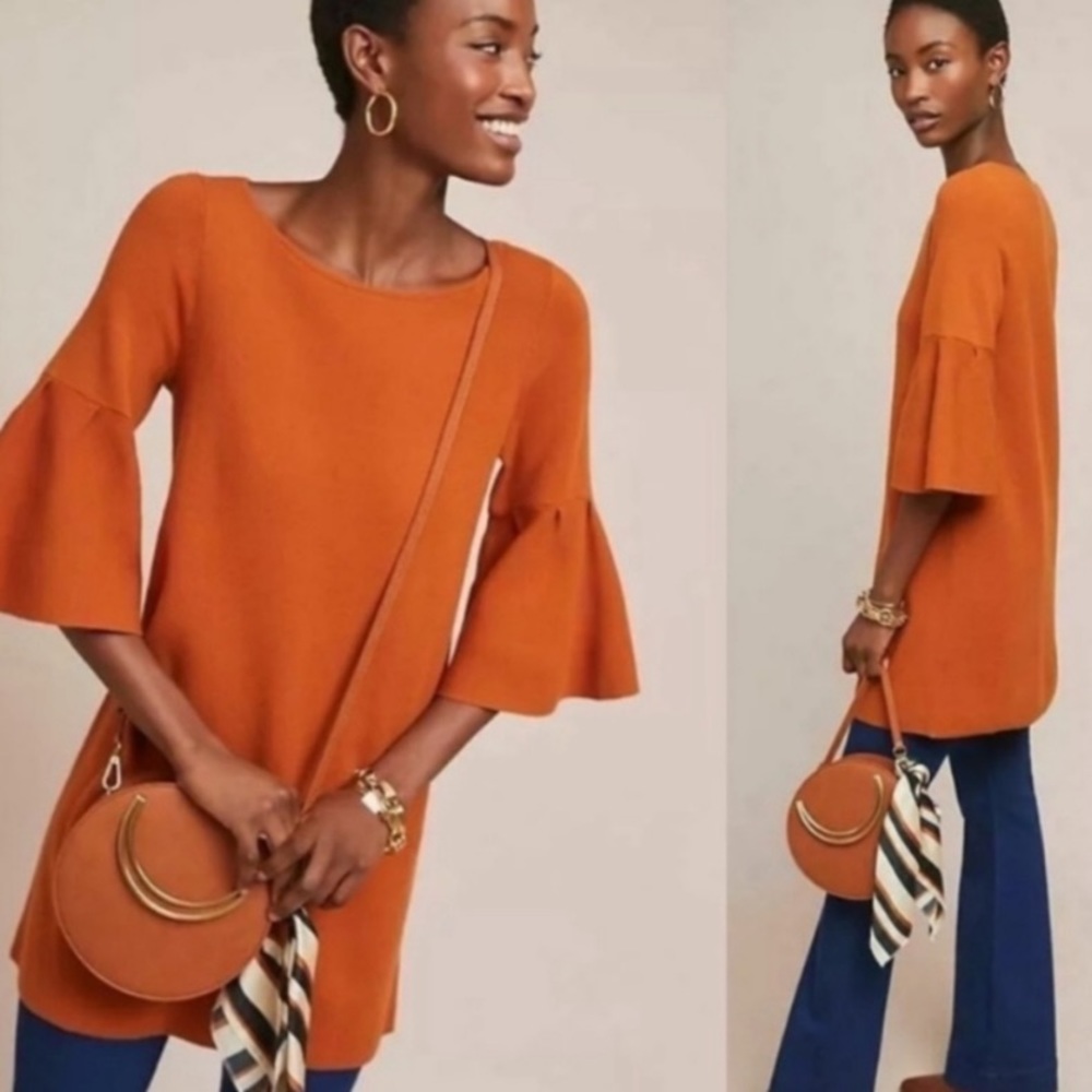 Anthropologie Moth Sweater Dress- burnt orange